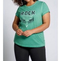 Rock Baskılı Yeşil T-shirt